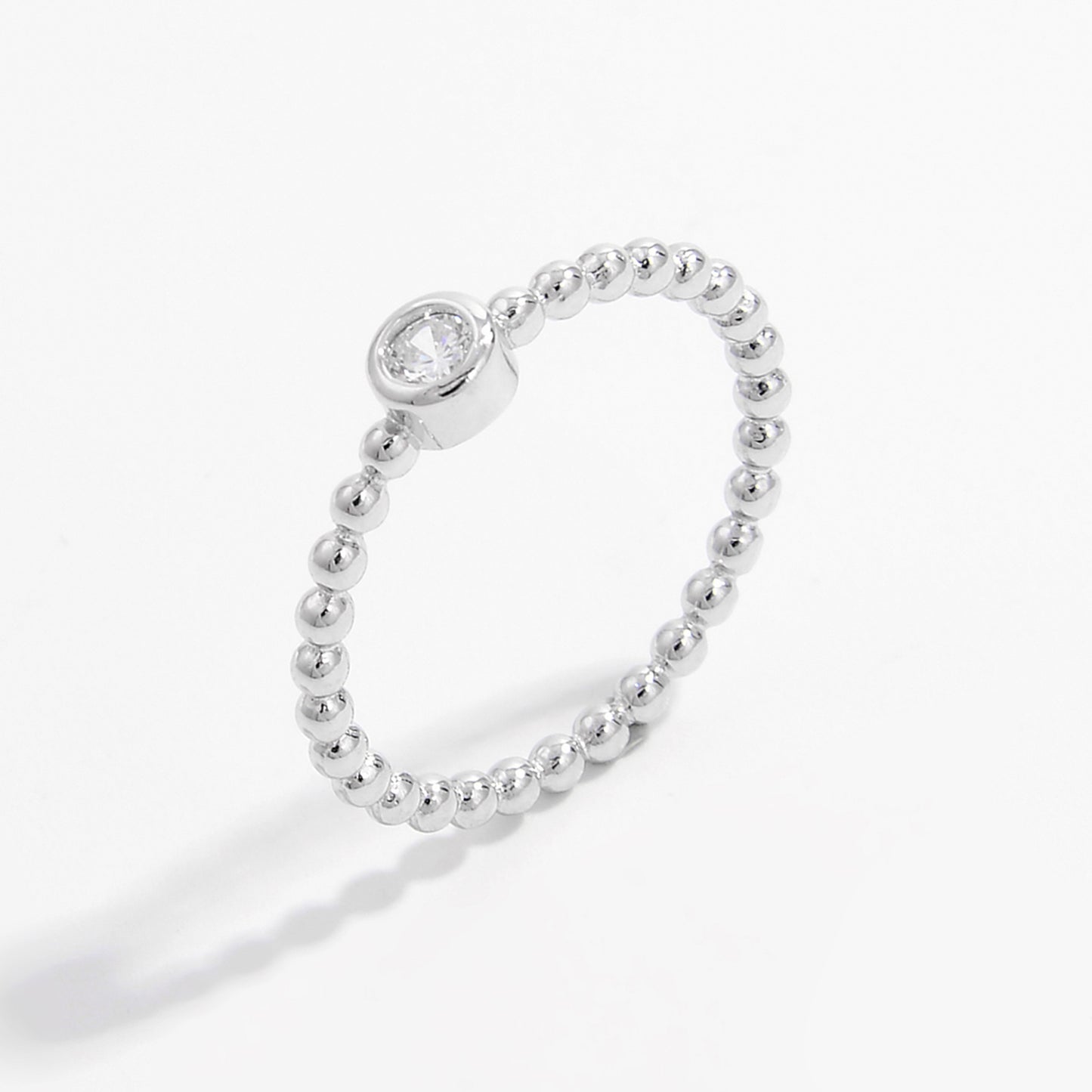 Zircon 925 Sterling Silver Bead Ring